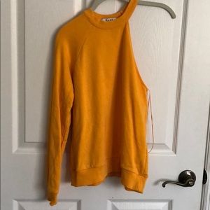 One shoulder neon orange/yellow sweatshirt